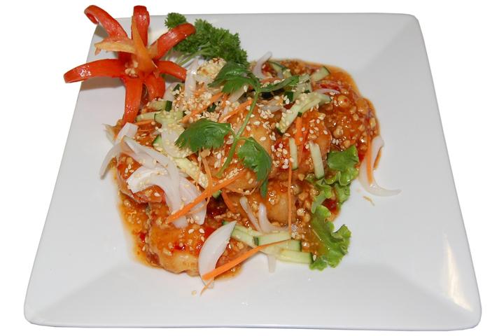 Fried prawns with sweet and spicy sauce - Jeck's place