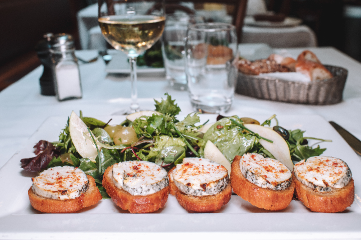 Warm Goat Cheese Salad with Apples and Pears - Café du Centre