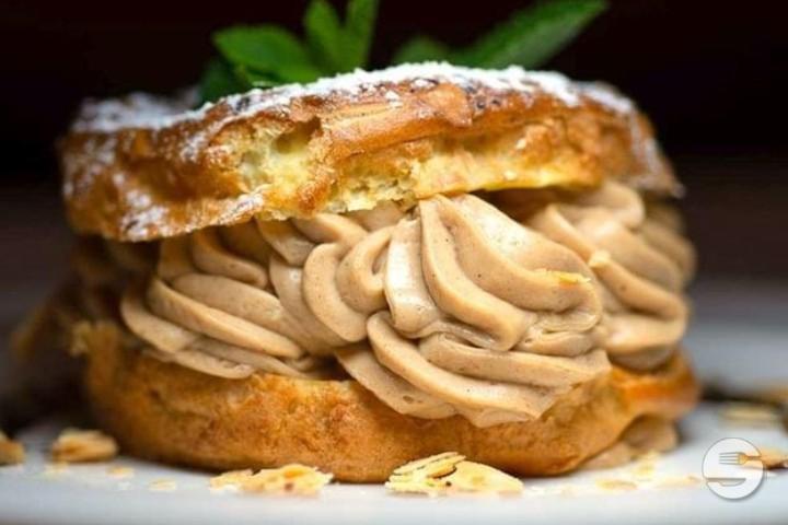 Round Choux Pastry Filled with Hazelnut Cream - Café du Centre
