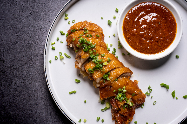 A4. Crispy Duck with Saté Sauce - La Baguette d'Or