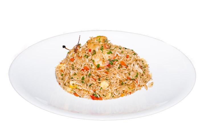 Arroz de chaufa de camarones - Rosa Morena