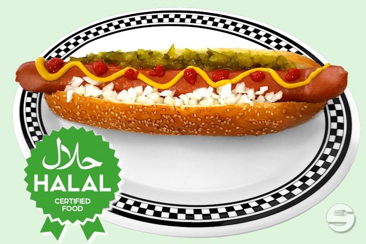 Halal American Dream Hot Dog - American Dream Diner Hamburger