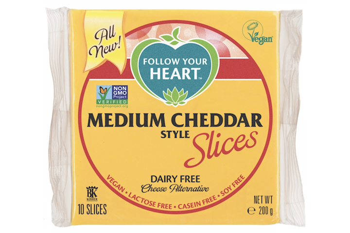 Vegan Medium Cheddar Style Slices ( Brand - Follow Your Heart ) - American Dream Diner Hamburger