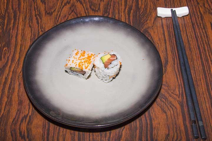 82. Avocado, surimi, cucumber, mayonnaise, flying fish eggs - Naya