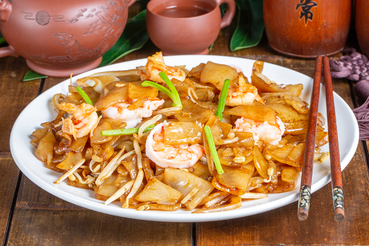 515. Pâtes de riz sautées au Crevettes façon Chinois - Hungky