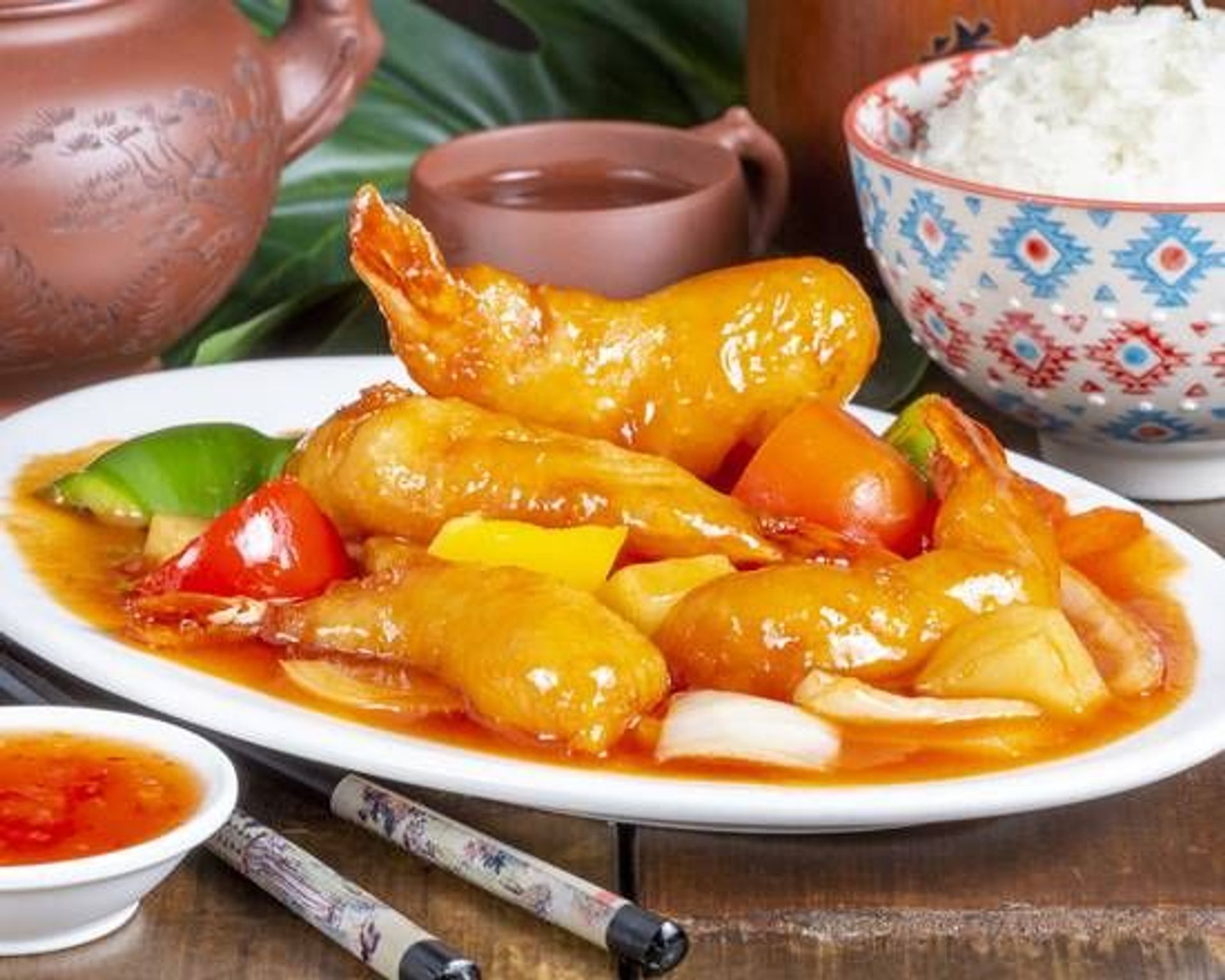 214. Riz crevettes à la sauce aigre-doux - Hungky