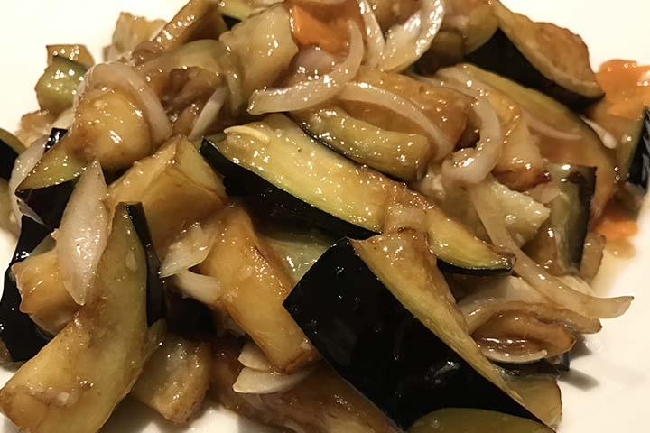 104. Sauteed eggplant with garlic - Au Délicieux