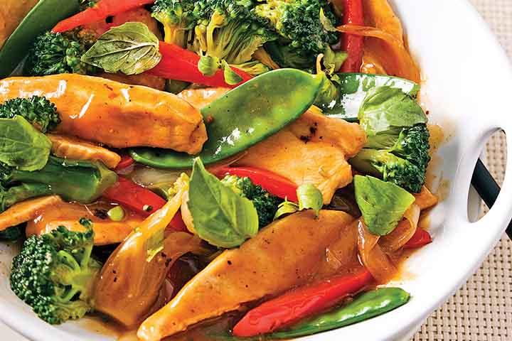 Chicken with vegetables / with white rice - Crazy Fish