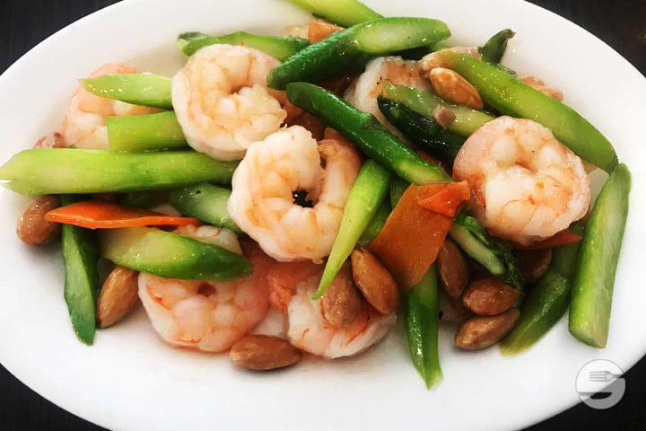463. Sauteed Shrimps with almond - Boky
