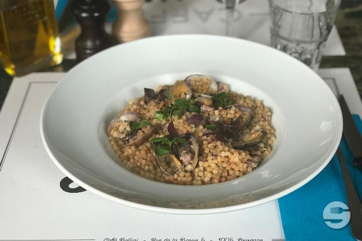 Fregola, clams, spicy saussages, fenel - Caffè Bellini - Lunch *