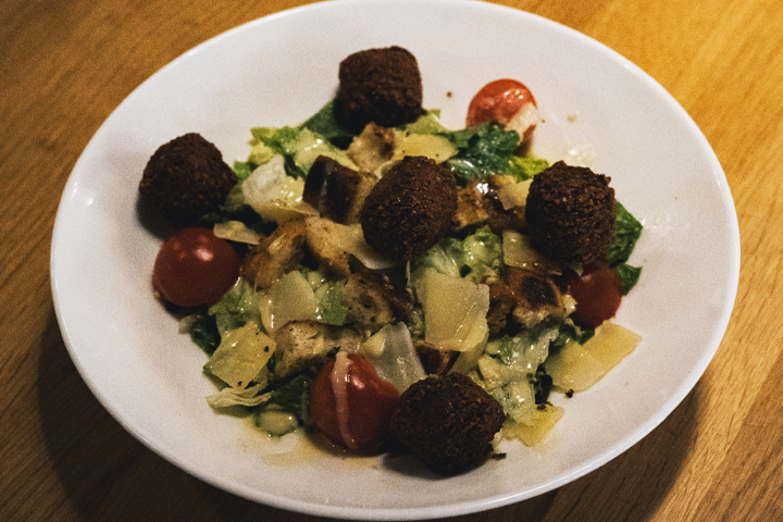 Caesar Salad with Spinach Falafel Patty - Burgermeister