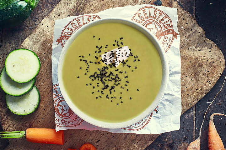 Pea Sweet Mint Cream Cheese Black Sesame Soup - Bagelstein