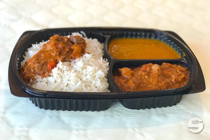 M7 Lamb Curry, lentils, rice - Delhi House