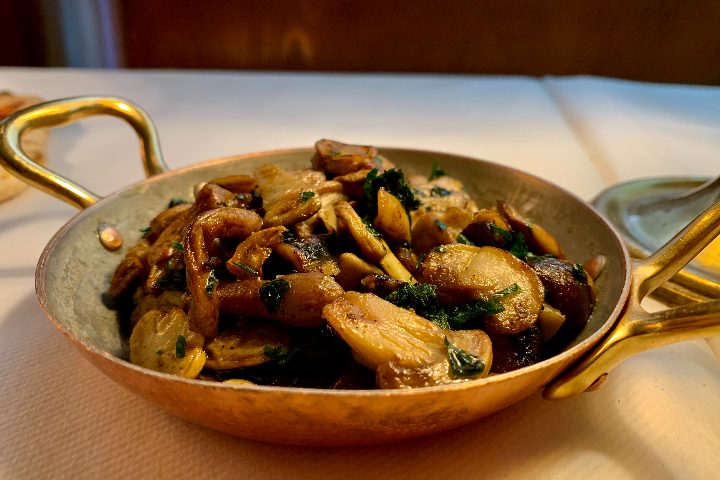 Fricassee of Young Sprouts of Eringy Mushrooms à la Provençale - Au Jeu de l'Arc