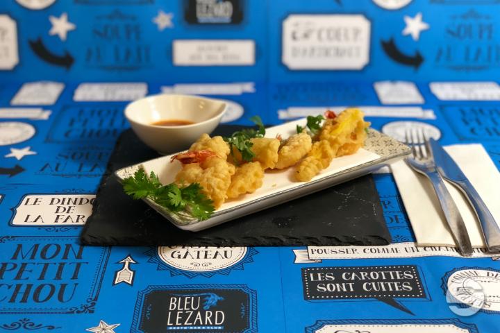 Vegetable season and gambas tempura - Bleu Lézard