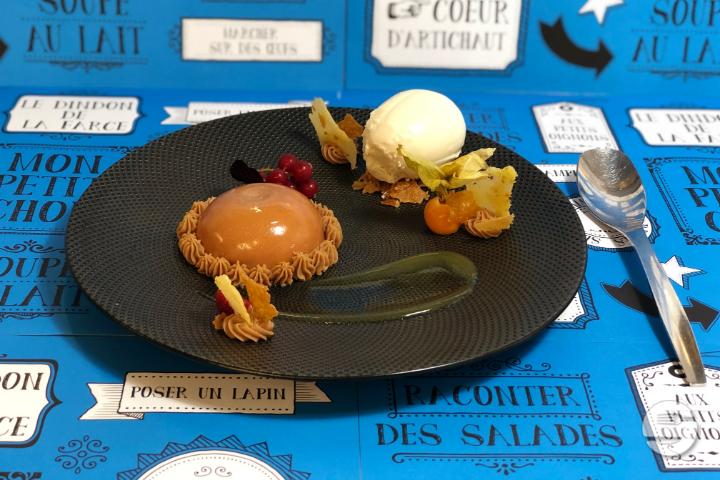 Dôme caramel et pomme - Bleu Lézard