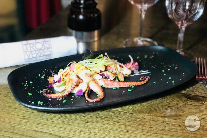 Snacked octopus with garlic - Œnothèque - Les Trois Verres