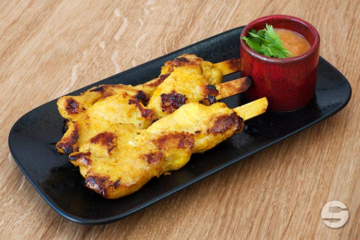 Chicken Skewer with Satay Sauce - Akiko Bao Burger