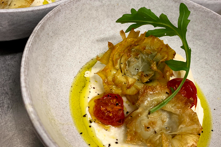 Frites de polenta, pulpe de tomate piment et origan - SEPPIA Bistro