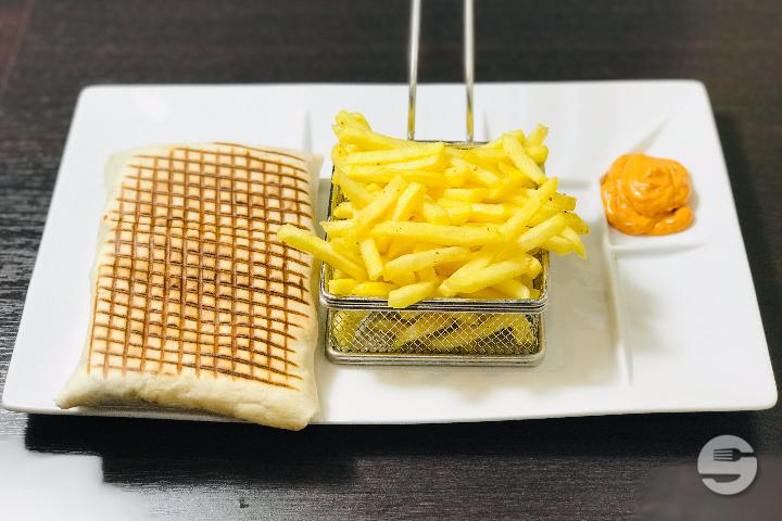Breaded Chicken Tacos with French Fries and Drink - Sam's Tacos Burger Kebab