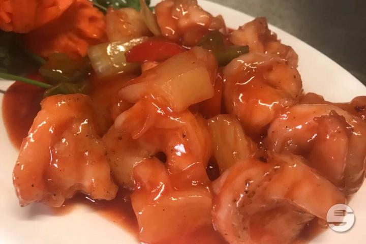 40. Crevettes à la Sauce Aigre-Douce - Aux 3 Bonheurs