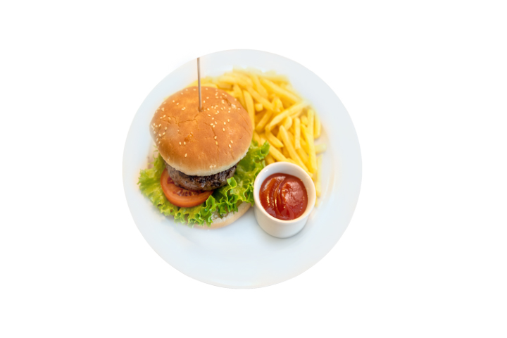 Hamburger (inkl. Pommes) 150 gr. - Brasil-Grill