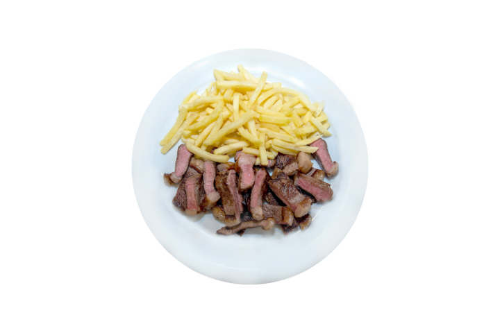 Tira-gosto Picanha com cebola e batata frita - Brasil-Grill
