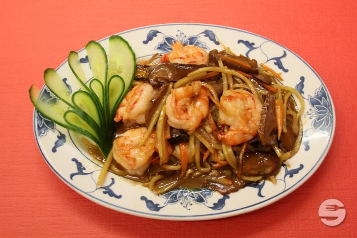 50. Crevettes aux Champignons et Pousses de Bambou - Le Papillon