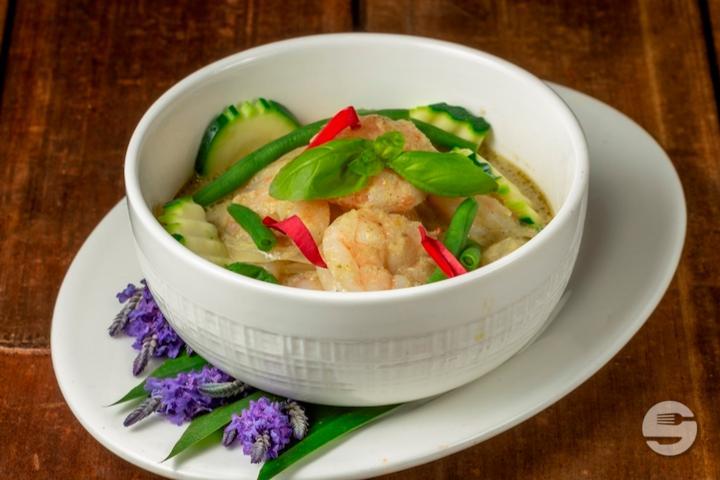 Crevettes au Curry Vert - Le Printemps