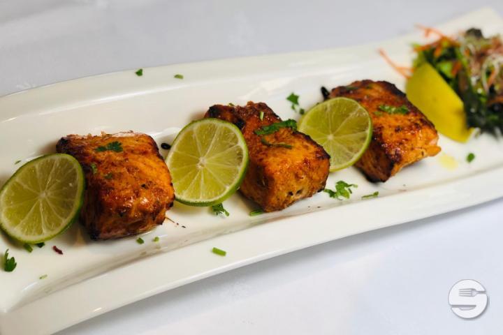 Tandoori Grilled Salmon Tikka Salad - Kiran