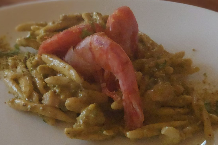 Strozzapreti aux gambas sauvages et crème de pistaches - Ristorante St Paul