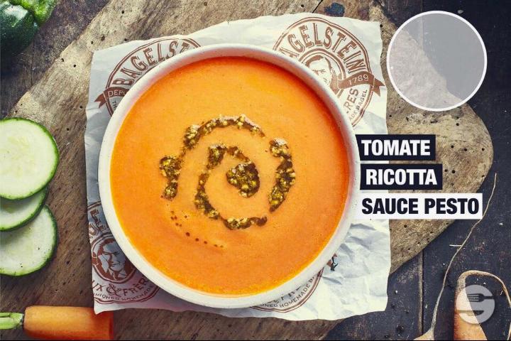 Tomato Ricotta Pesto Soup - Bagelstein