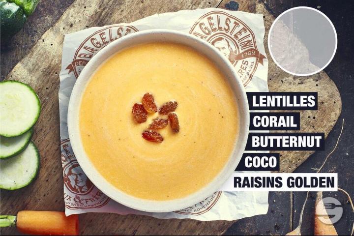 Red Lentil Butternut Coconut Golden Raisin Soup - Bagelstein