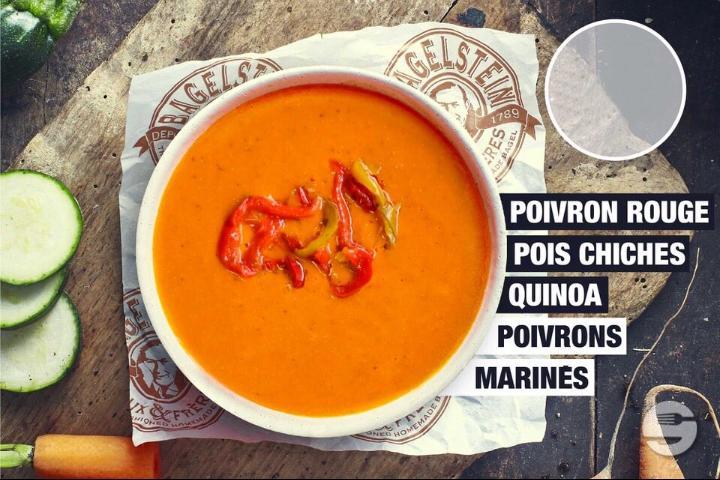 Red Peppers Chickpea Quinoa Marinated Peppers Soup - Bagelstein