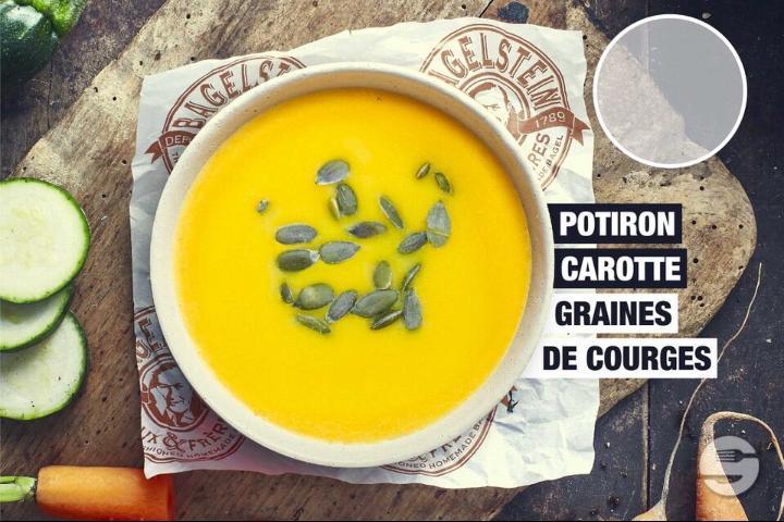 Squash Carrot Soup with Pumpkin Seeds - Bagelstein