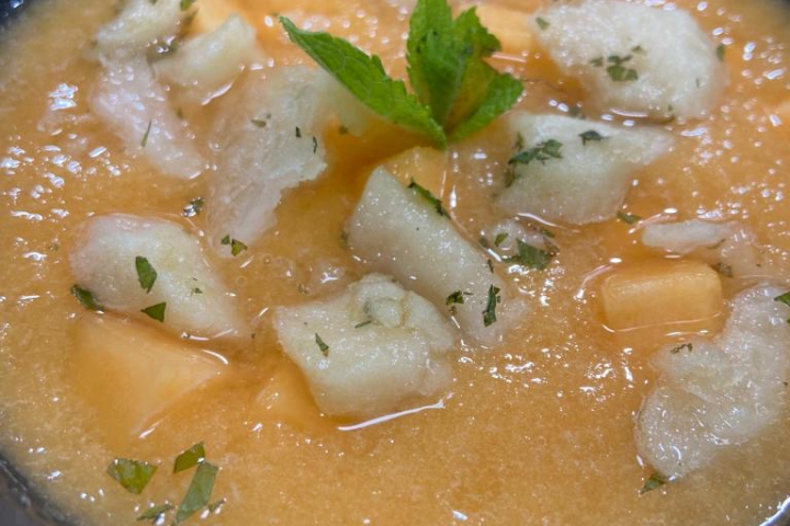 Soupe de melon, granité à la menthe - Brasserie Beau-Soleil