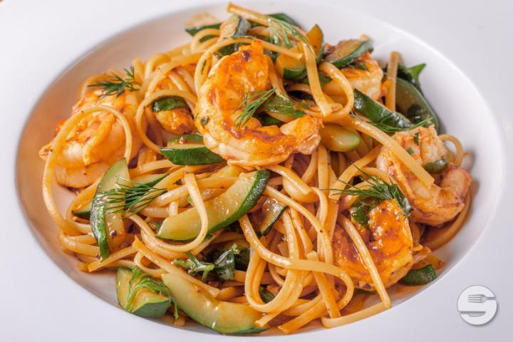 Linguini with Wild Shrimps - La Brasserie J5