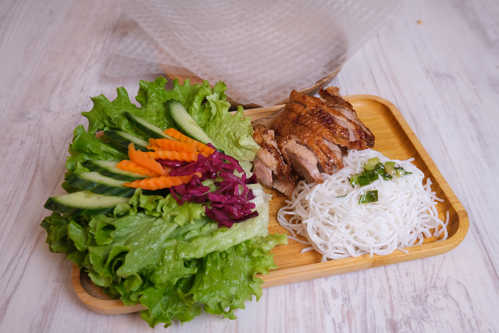 DIY rice pancakes with roasted duck - Bamee Bistro