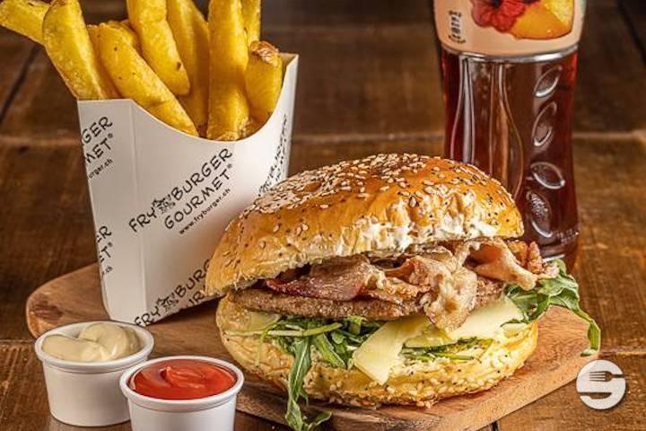 Gruyère Gourmet Beef Burger Menu - Fry Burger Gourmet