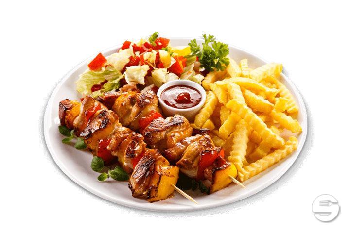 Assiette brochette de poulet - Chez Aladin