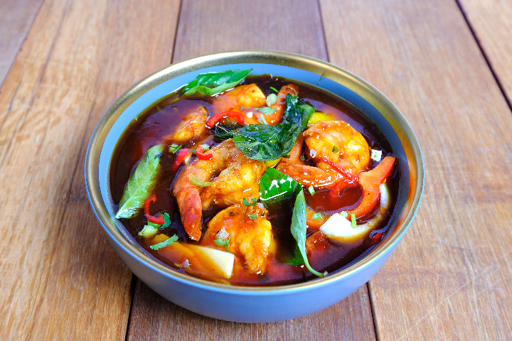 Grilled shrimps in a thaï basil sauce - Thai Orchidée