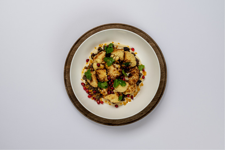 Cauliflower - pomegranate - coriander - Tahina - VEGAN - Baur's Brasserie & Bar