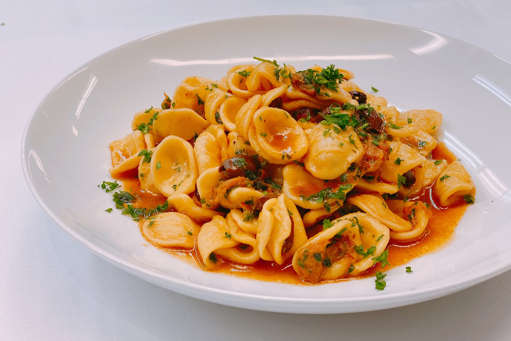 Orecchiette - rabbit confit - Taggiascha olives - Baur's Brasserie & Bar