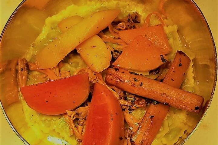Ravioles de Royan aux chanterelles d'automne et légumes d'antan - Restaurant le Coup de Soleil