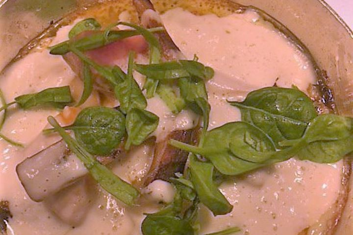 Gratin de cardons à l'Appenzell, jardin de légumes et mousse de topinambours - Restaurant le Coup de Soleil