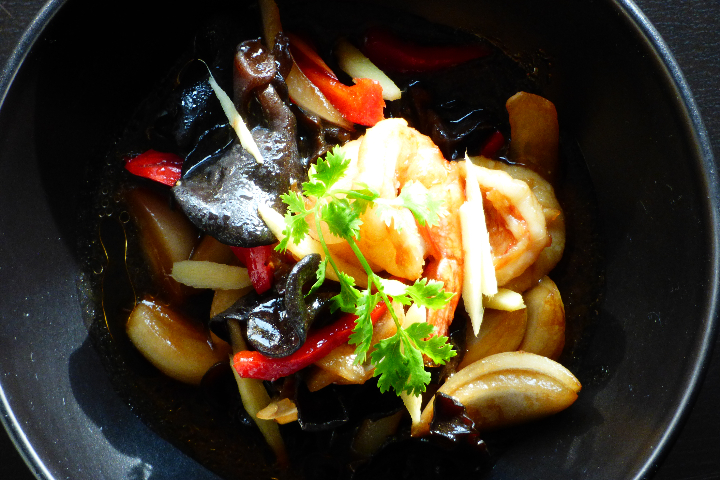 Crevette, poulet ou porc sauté au gingembre - Silimonkol