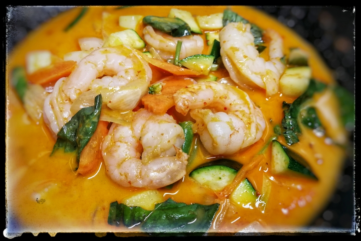 Crevettes curry rouge - L'Asiada