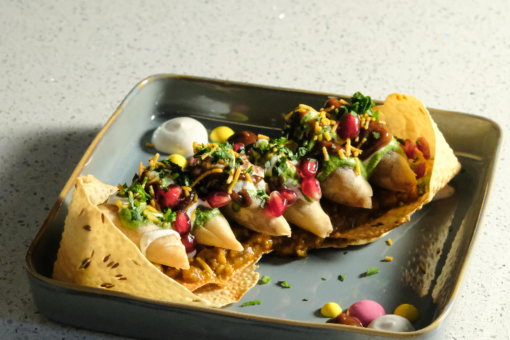 Spicy Veggie Samosas, Chickpea Curry - INDA-BAR