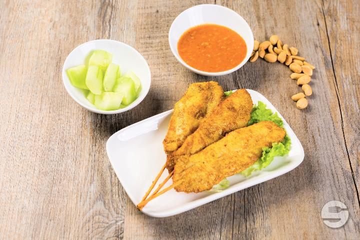 Brochettes de Poulet Saté - Feuille de Banane