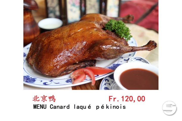 Menu Canard Laqué Pékinois - Zhong tong